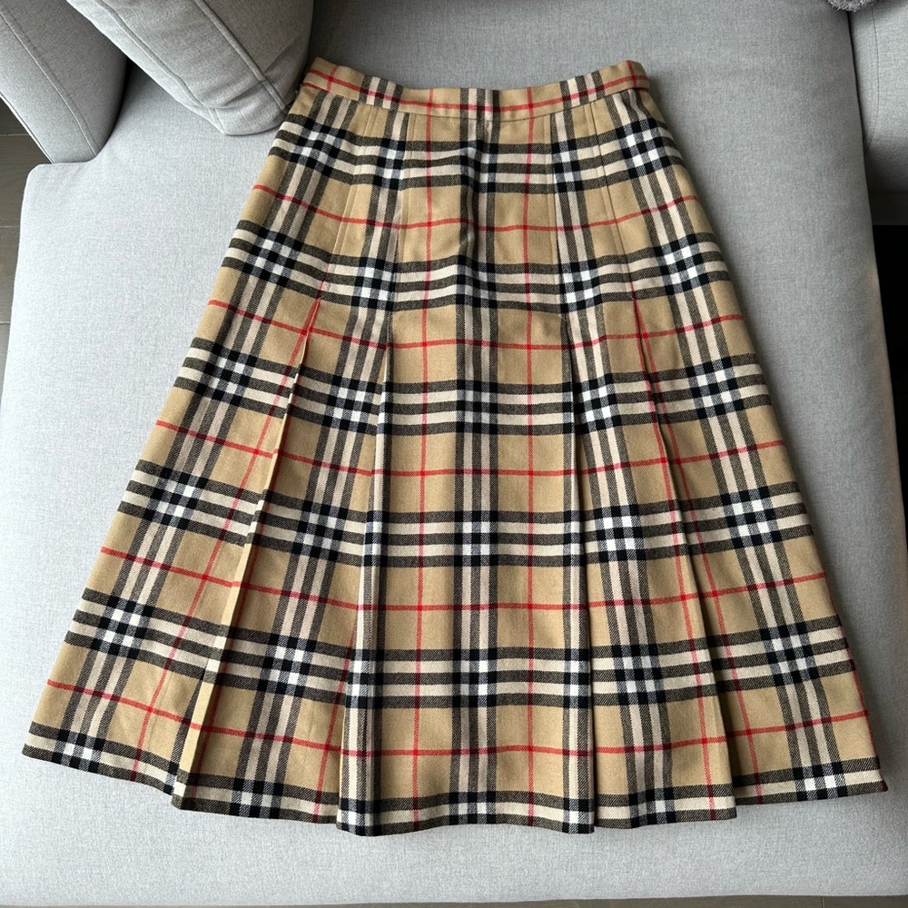 Burberry Vintage Pleated Wool Skirt